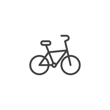 Bisiklet bisiklet çizgisi simgesi. Çevre taşımacılığının ana hatları. Sürdürülebilir turizm, sağlık ve hareketlilik sembolü için seyahat simgesi.