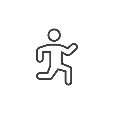 Yürüyen insan çizgisi simgesi. Yaya figürünün ana simgesi. Ayak turları, hareket ve hareket simgesi için vektör seyahat sembolü.