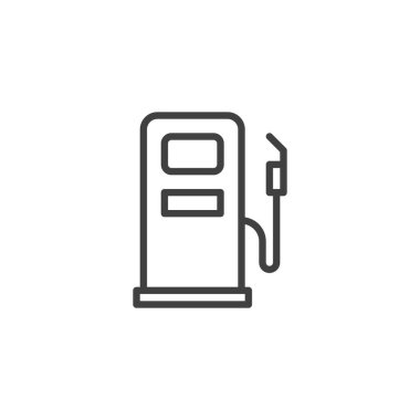 Benzin istasyonu yakıt ikonu. Pompanın taslak simgesi. Bu simge yakıt ikmali ve otomotiv durakları için bir seyahat sembolüdür..