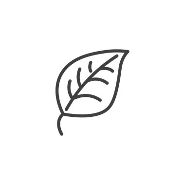 Yaprak doğal çizgi ikonu. Minimalist yaprak ana hatları vektör simgesi. Temiz ve basit bir sembol, doğayı ve sürdürülebilirliği temsil ediyor. Eko tasarımı için uygun simge.