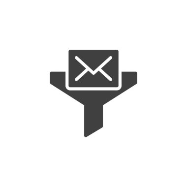 Çöp posta süzgeci sağlam simge. Zarflı sembol vektörü ve çöpü engellemek için huni. Bu simge iletişim tehditlerini filtreler..