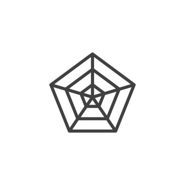 Çok eksenli örümcek ağı dizaynlı Radar Çizelgesi simgesi. Çoklu değişken veri analizi sembolü ve bilgi grafikleri ve raporlarda istatistiksel işaret ana hatları vektör simgesi.