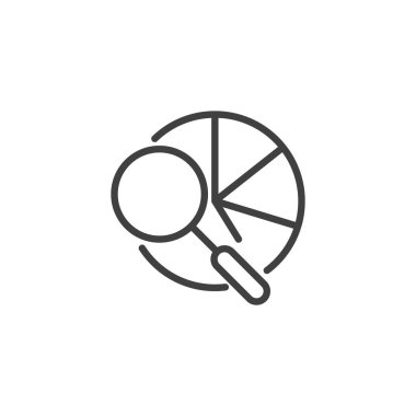 Büyüteci ve grafiği olan Analitik çizgi simgesini ara. Rapor için özet vektör simgesi, veri keşfi, keşif ve analiz sembolünü sembolize eden imzalar.