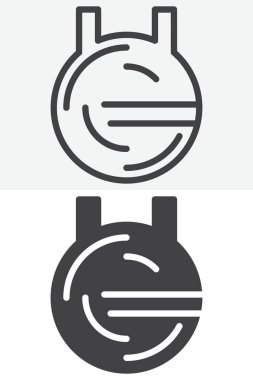 Sıraya dizilmiş kulpları ve farklı stil ikonu setiyle zıplayan spor topu. Düzenlenebilir felçli vektör simgesi, oyuncu işareti ve çocuk fitness ve rehabilitasyon merkezi sembolü.