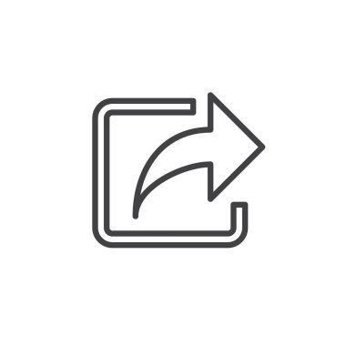 İçerik paylaşımını gösteren ok satırı simgesini paylaş. Sosyal medya içeriğini yeniden gönderme, yönlendirme veya dağıtma için ana vektör simgesi, imza ve sembolü.