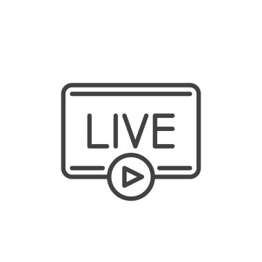 Oyun çemberli canlı yayın ikonu. Aktarım, ortam veya çevrimiçi iletişim için taslak vektör simgesi, imza ve simgesi.