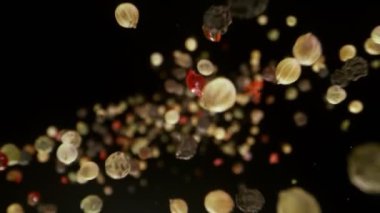 Renkli Biber 'in Süper Yavaş Hareketli Detaylı Çekimi. Kameraya doğru 180 metrede uçuyor. 4K Çözünürlükte Yüksek Hız Sinema Kamerasında Çekim.