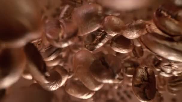 Szczegóły Super Slow Motion Shot Coffee Beans Flying Camera Prędkością — Wideo stockowe