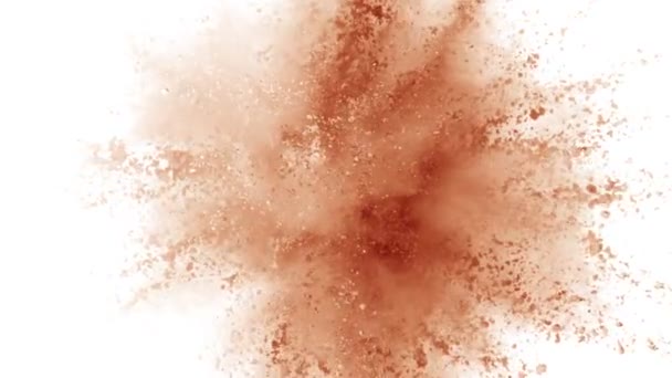 Super Slow Motion Shot Brown Powder Explosion Isolated White Background — Stock Video