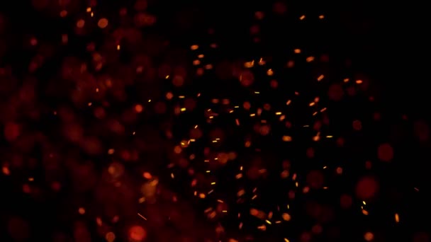 Super Slow Motion Shot Fire Sparks Geïsoleerd Zwarte Achtergrond 1000Fps — Stockvideo