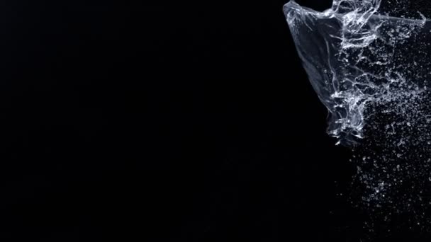 Super Slow Motion Shot Side Water Splash Terisolasi Black Background — Stok Video