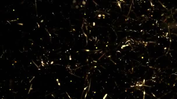 Super Slow Motion Shot Golden Glittering Confetti Fondo 1000Fps Filmado — Vídeo de stock
