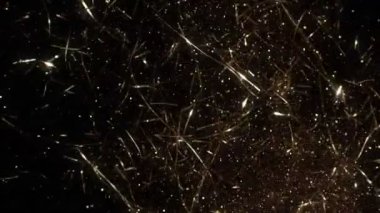 Süper Yavaş Çekim Altın Işıldayan Konfeti Arkaplanı 1000fps. 4K Çözünürlükte Yüksek Hız Sinema Kamerası ile Çekim.
