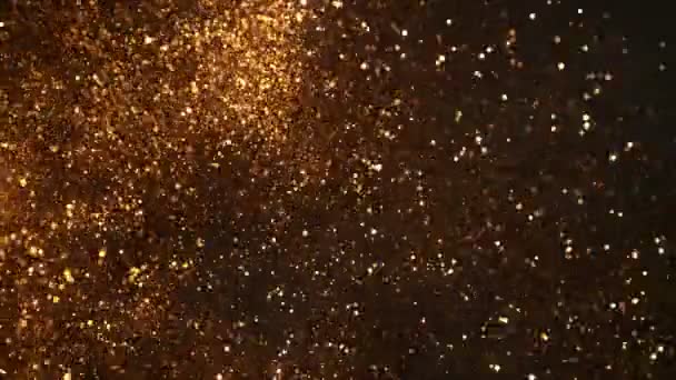 Golden Glitter Background Super Slow Motion 1000Fps Shooted High Speed — Stock Video