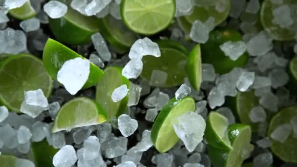 Super Slow Motion Shot Van Exploding Crushed Ice Lime Camera — Stockvideo