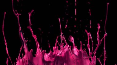 Süper Yavaş Çekimde Pembe Parlak Boya. Yüksek Hız Sinema Kamerası ile 300 metrede çekilmiştir.