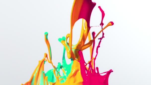 Kolorowe Farby Splashing Super Slow Motion Zdjęcia Szybką Kamerą Kinową — Wideo stockowe