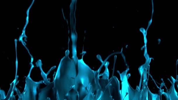 Šplouchající Modrá Lesklá Barva Super Pomalém Pohybu Snímek Vysokorychlostní Kamerou — Stock video