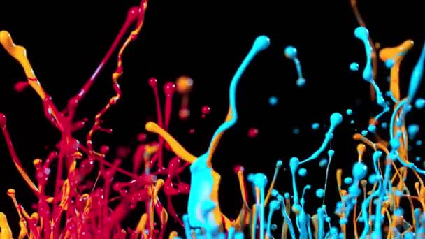 Pintura Colorida Para Salpicaduras Super Slow Motion Filmado Con Cámara — Vídeo de stock