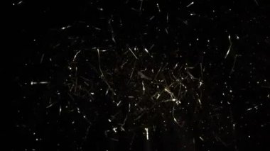 Süper Yavaş Çekim Altın Işıldayan Konfeti Arkaplanı 1000fps. 4K Çözünürlükte Yüksek Hız Sinema Kamerası ile Çekim.