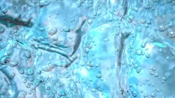 Super Slow Motion Shot Flowing Blue Viscous Transparent Liquid Przy — Wideo stockowe