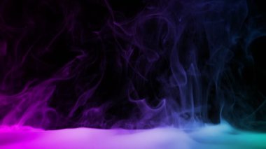 Slow Motion shot of Modern Neon Smoke Abstract Background, 1000fps 'de. 4K Çözünürlükte Yüksek Hız Sinema Kamerası ile Çekim.