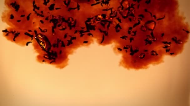 Супер Повільний Знімок Вилуговування Чорного Чаю Воді Швидкістю 1000 Кадрів — стокове відео