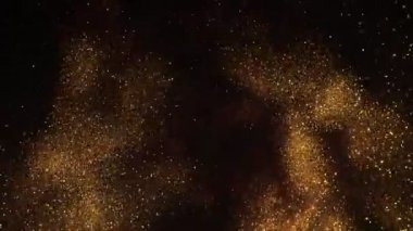 Altın Parıldayan Parçacık Arkaplanının Süper Yavaş Çekimi, Karartma 'da izole edildi. 4K Çözünürlükte Yüksek Hız Sinema Kamerası ile Çekim.