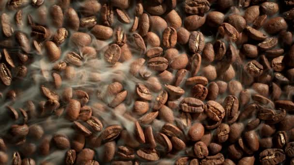 Super Slow Motion Shot Roasting Fresh Coffee Beans Com Efeito — Vídeo de Stock