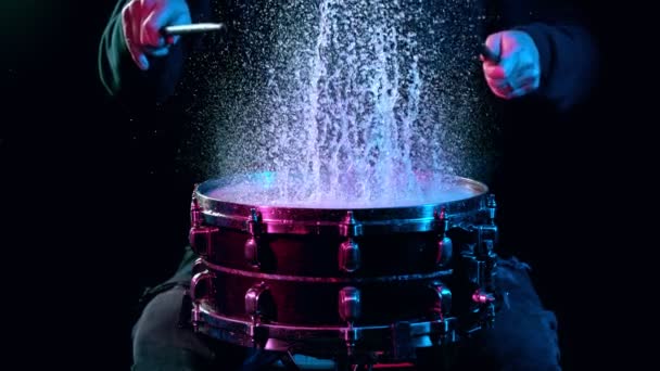 Super Slow Motion Shot Drum Hit Splashing Water 1000 Fps — стокове відео