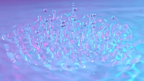 Super Slow Motion Abstract Shot Splashing Neon Water 1000Fps Filmed — Stock Video