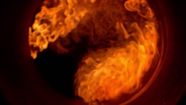 Super Slow Motion Detail Shot Fire Flame Een Buis Van — Stockvideo