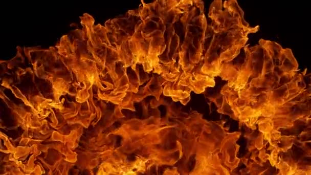 Super Pomalý Pohyb Detail Shot Fire Explosion Black Wall 1000Fps — Stock video