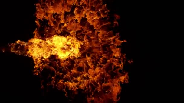 Super Slow Motion Shot Fire Explosion Gegen Die Schwarze Wand — Stockvideo
