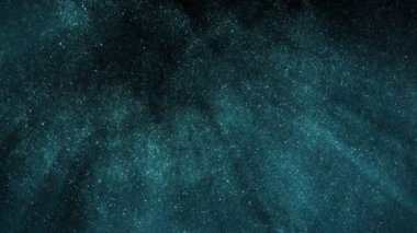 Süper Yavaş Çekim Mavi Işıldayan Atmosferik Parçacık Arkaplanı 1000 fps 'te Siyah' ta izole edildi. 4K 'da Yüksek Hız Sinema Kamerası ile çekildi..