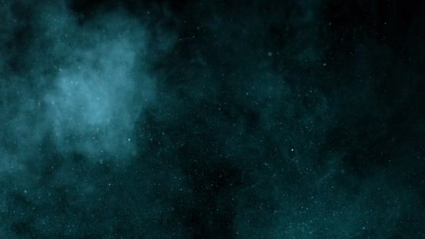 Super Slow Motion Shot Blue Glittering Atmospheric Particle Background Aislado — Vídeos de Stock