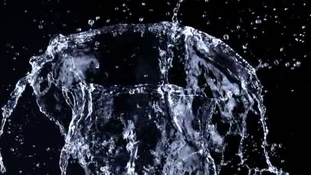 Super Slow Motion Skott Vatten Stänk Isolerad Svart Bakgrund 1000Fps — Stockvideo