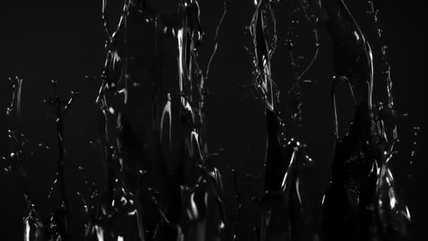 Super Slow Motion Shot Black Glossy Paint Splash 1000 Fps — Stock Video