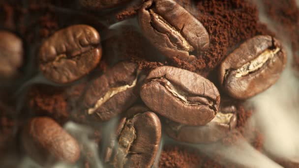 Super Slow Motion Macro Shot Roasting Fresh Coffee Beans Com — Vídeo de Stock