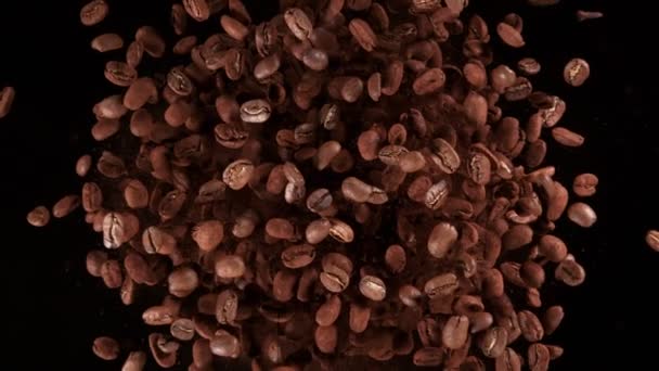 Super Slow Motion Shot Rotating Coffee Beans Powder Explosion 1000Fps — Vídeos de Stock