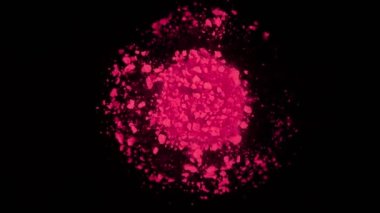 Dönen Pembe Toz Patlamasının Süper Yavaş Çekimi, Kara Arkaplan 'da 300 fite izole edildi. 4K 'da Yüksek Hız Sinema Kamerası ile çekildi.