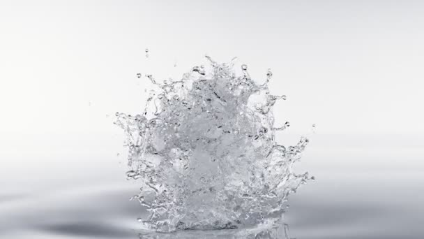 Super Slow Motion Shot Real Water Splash Surface White Foundation — стоковое видео