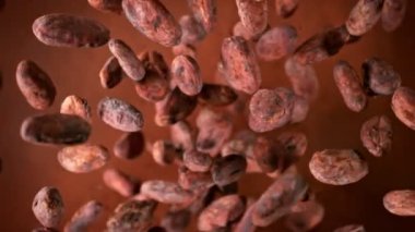 Süper Yavaş Hareketli Kakao Fasulyelerinin Patlayan Çekimi Kamera Dönüşü ile birlikte 300 fps 'te. 4K 'da Yüksek Hız Sinema Kamerası ile çekildi.
