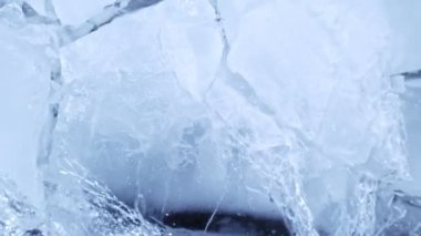 Super Slow Motion Shot of Ice Breaking at 1000 fps. Filmed with High Speed Cinema Camera in 4K Resolution.