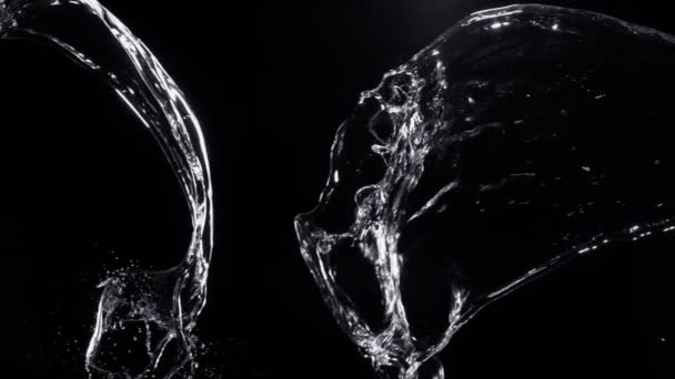 Super Slow Motion Shot Side Water Splashes Collision Frame Isolated — Stock Video