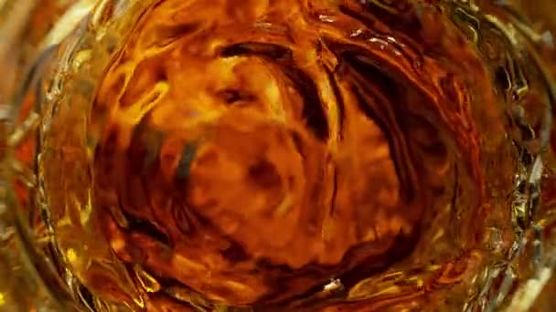 Super Slow Motion Detail Shot Rum Swirling Glass 1000Fps Filmed — Stock video