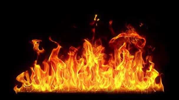 Super Slow Motion Shot Fire Flames Isolated Black Background 1000Fps — Video