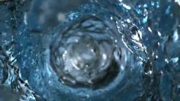 Super Slow Motion Shot Water Whirling Splashing Glass Bottle Сайті — стокове відео