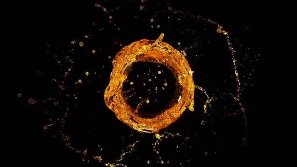 Super Slow Motion Shot Rotating Oil Whirl Isolated Black Background — Stock Video