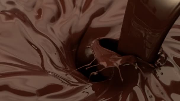 Szuper Lassú Mozgású Olvadt Csokoládé Öntése Vortex 1000 Fps Sebességgel — Stock videók